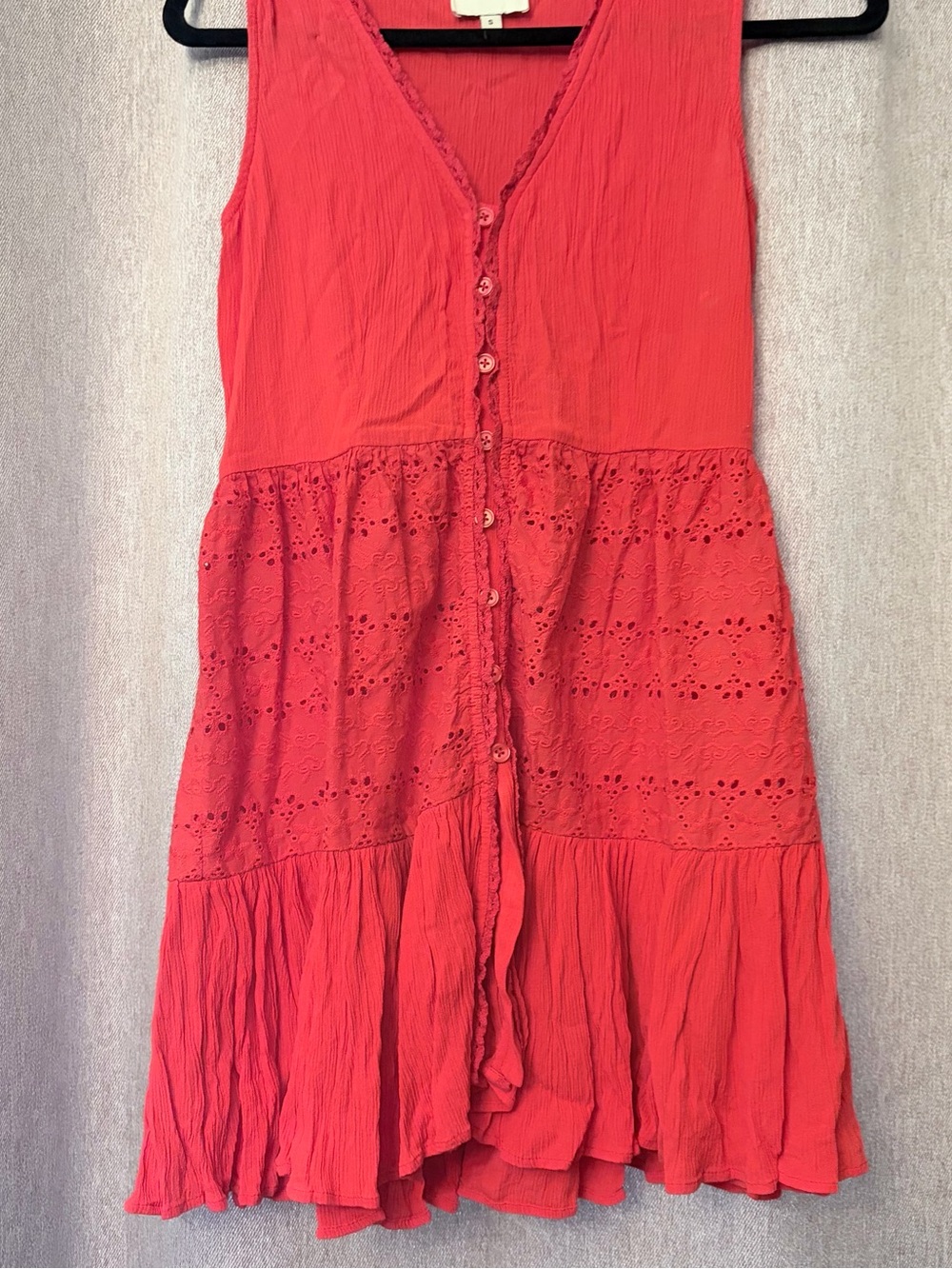 Playa Lucila Eyelet Dress Red Small FLAWED